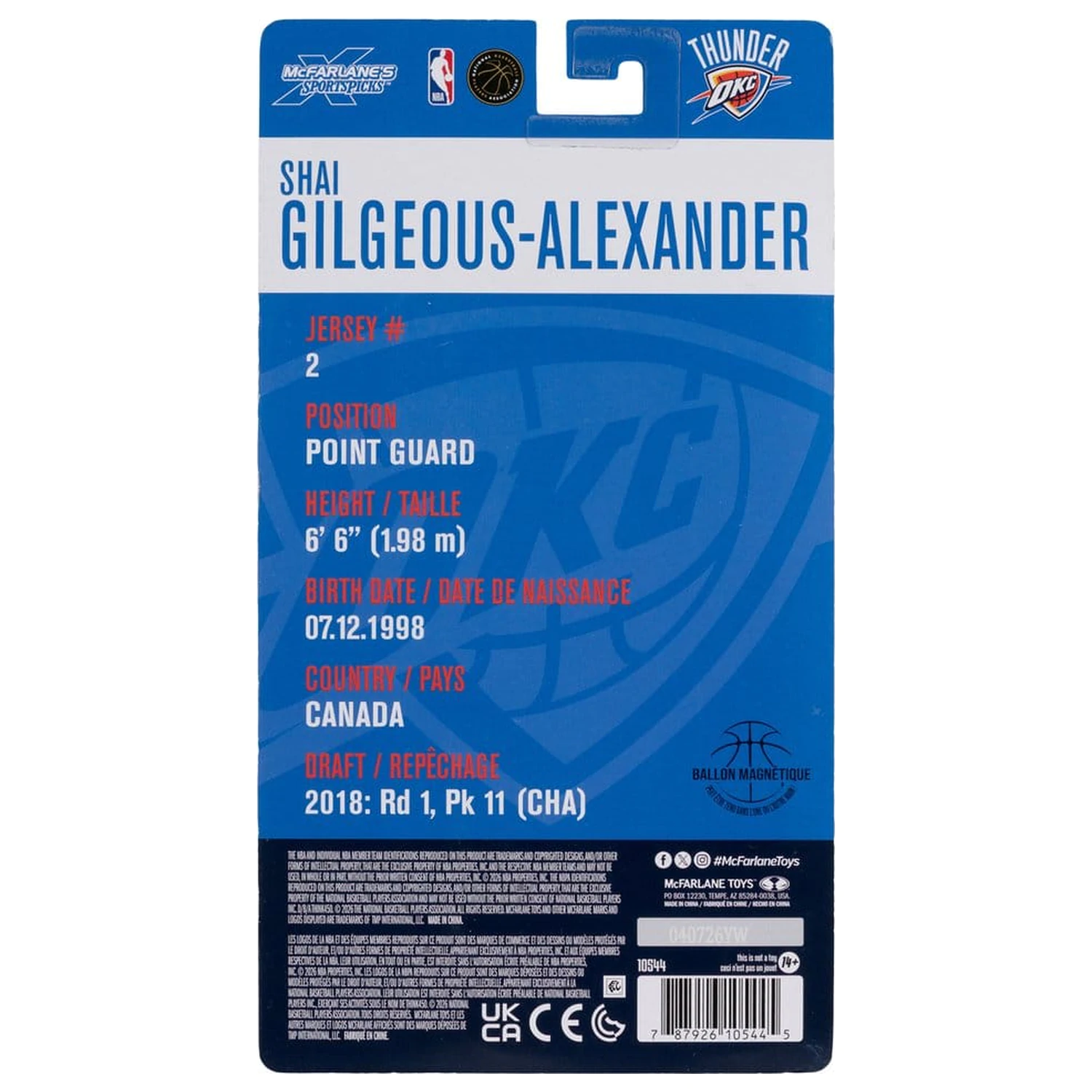 NBA SportsPicks Action Figur Shai Gilgeous-Alexander (Oklahoma City Thunder) 16 cm Produktfoto