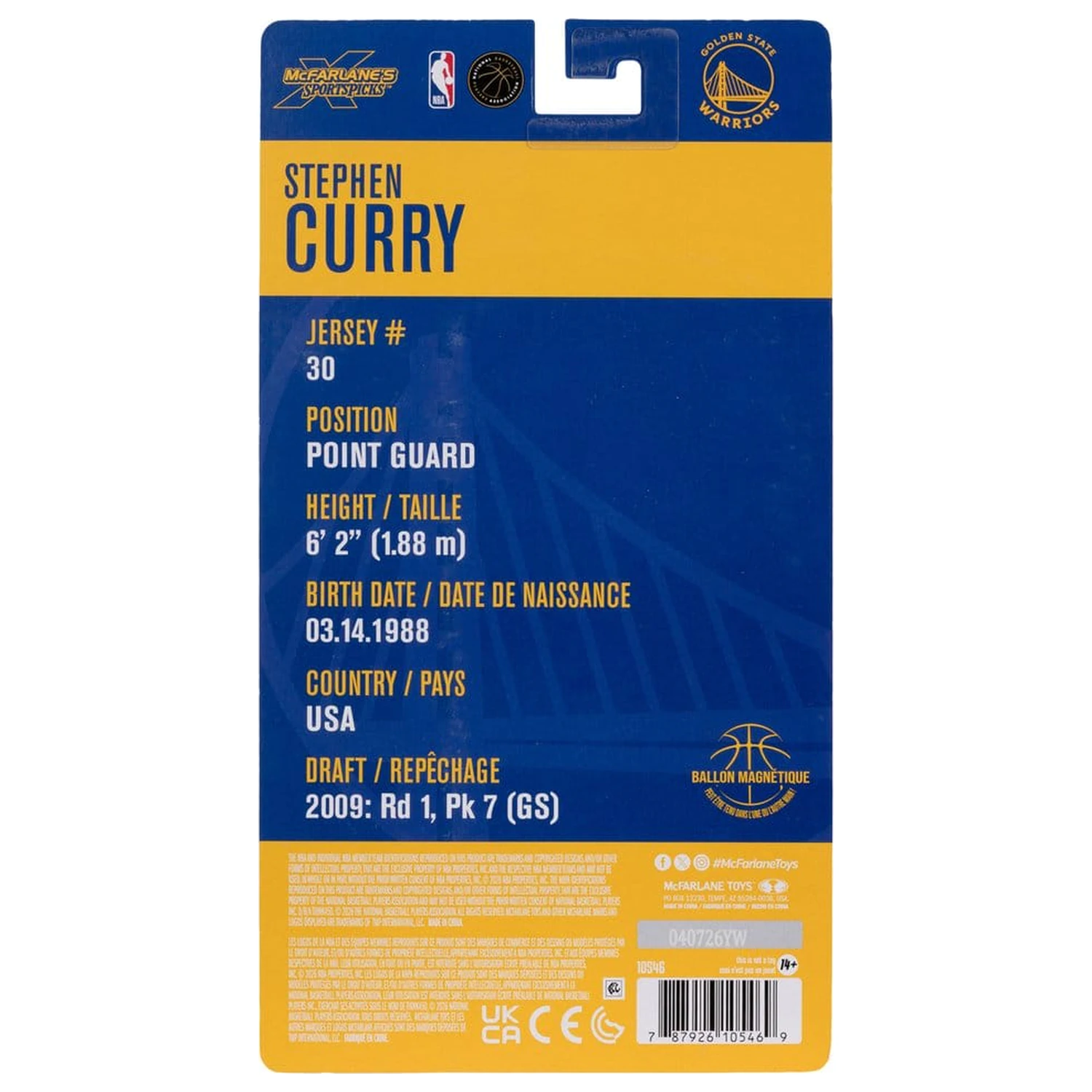 NBA SportsPicks Actionfigur Stephen Curry (Golden State Warriors) 15 cm Produktfoto