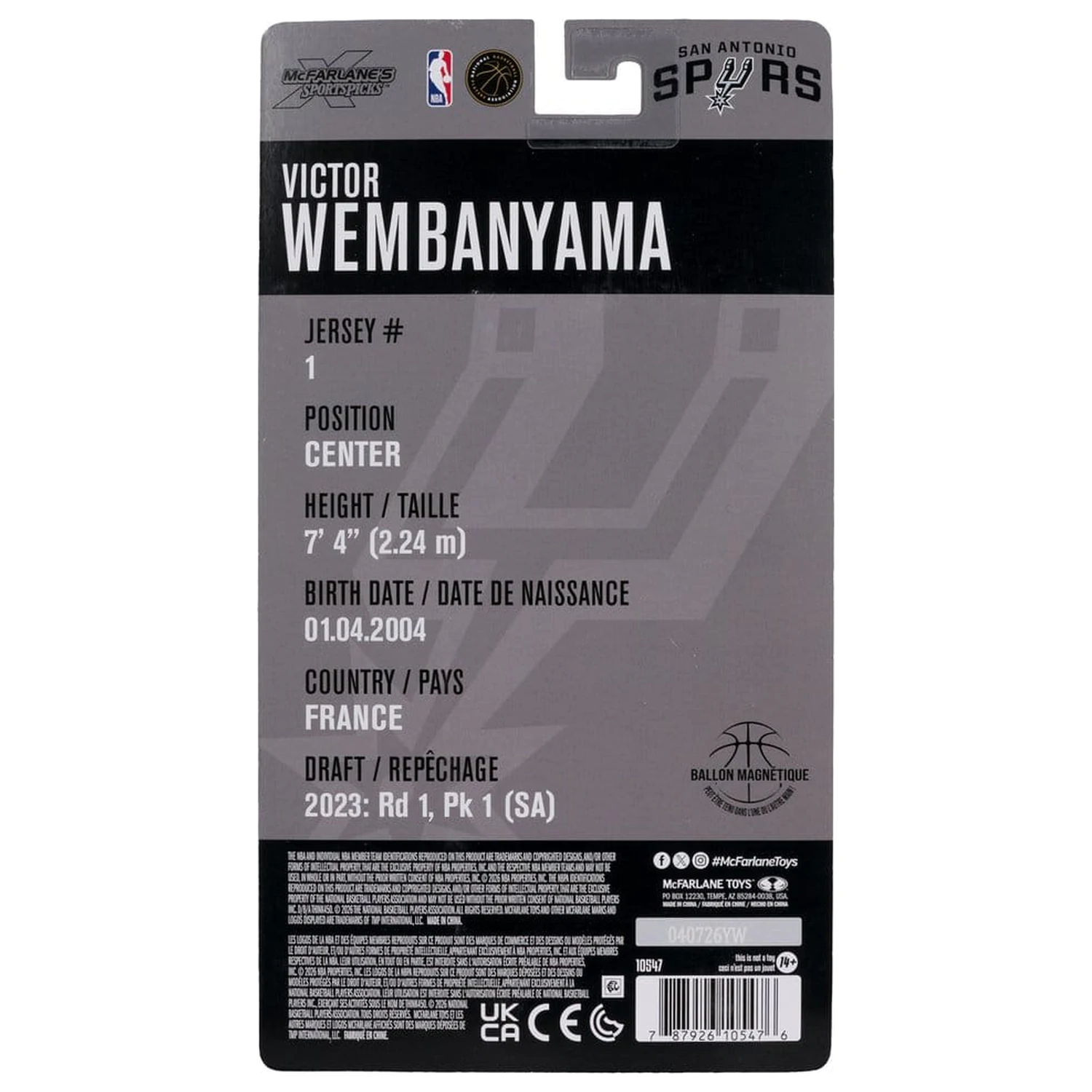 NBA SportsPicks Actionfigur Victor Wembanyama (San Antonio Spurs) 17 cm Produktfoto