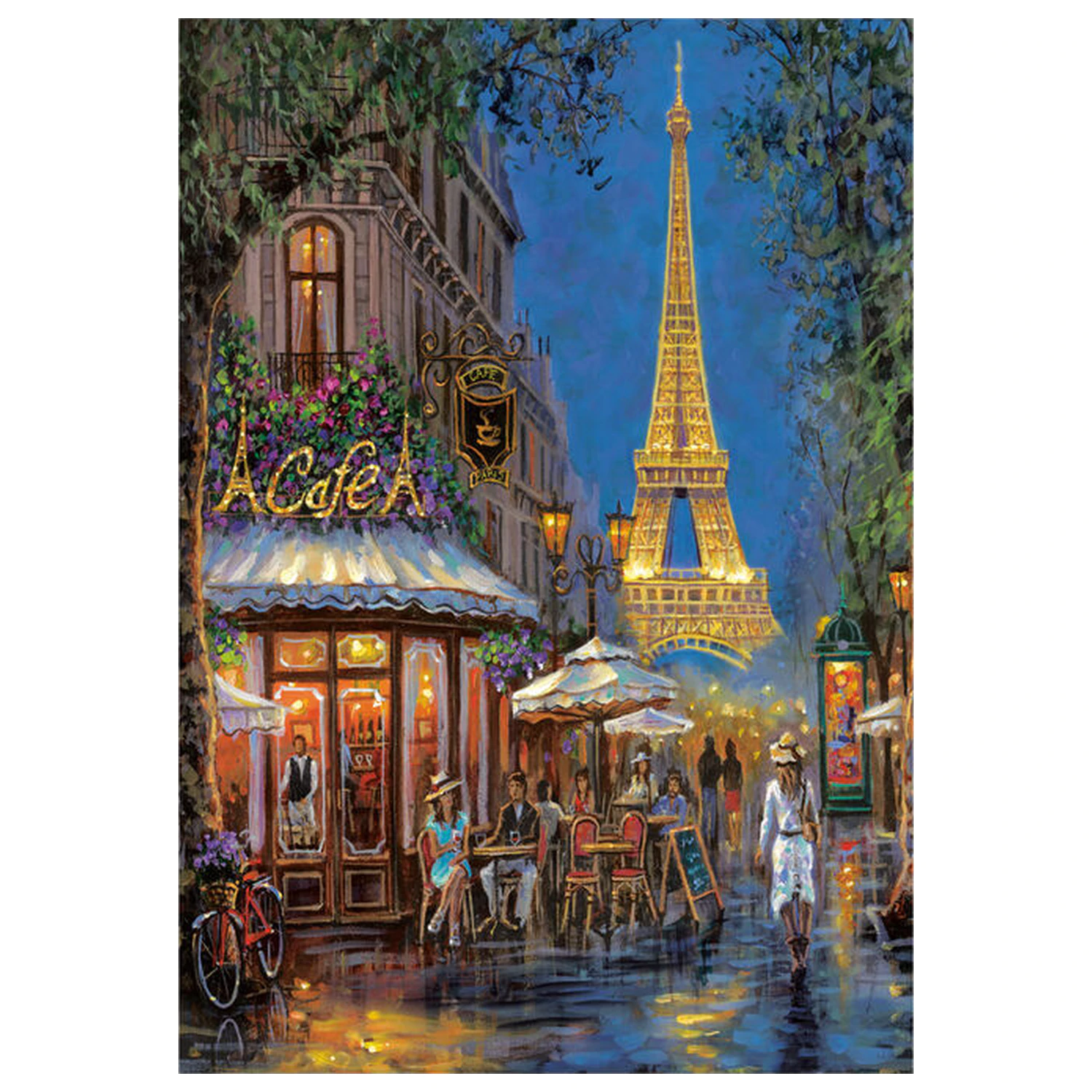 Night at the Eiffel Cafe Puzzle 500 Teile Produktfoto