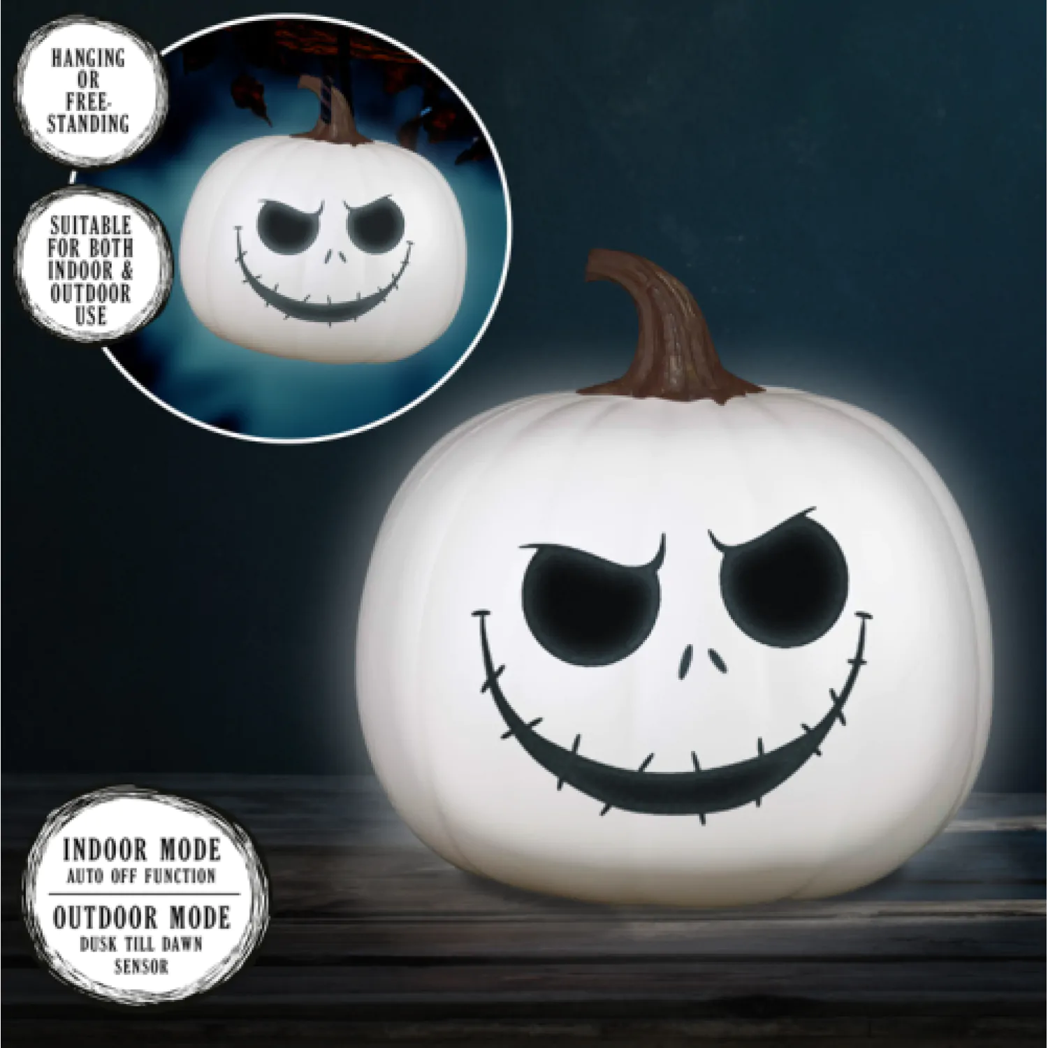 Nightmare Before Christmas Light Jack Skellington Kürbis Laterne 20 cm Produktfoto