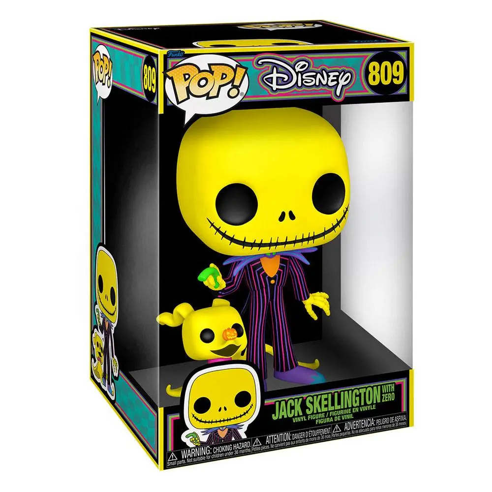 Nightmare Before Christmas Super Größed Jumbo POP! Vinyl Figur Jack Skellington &amp; Zero (Blacklight) 25 cm Produktfoto