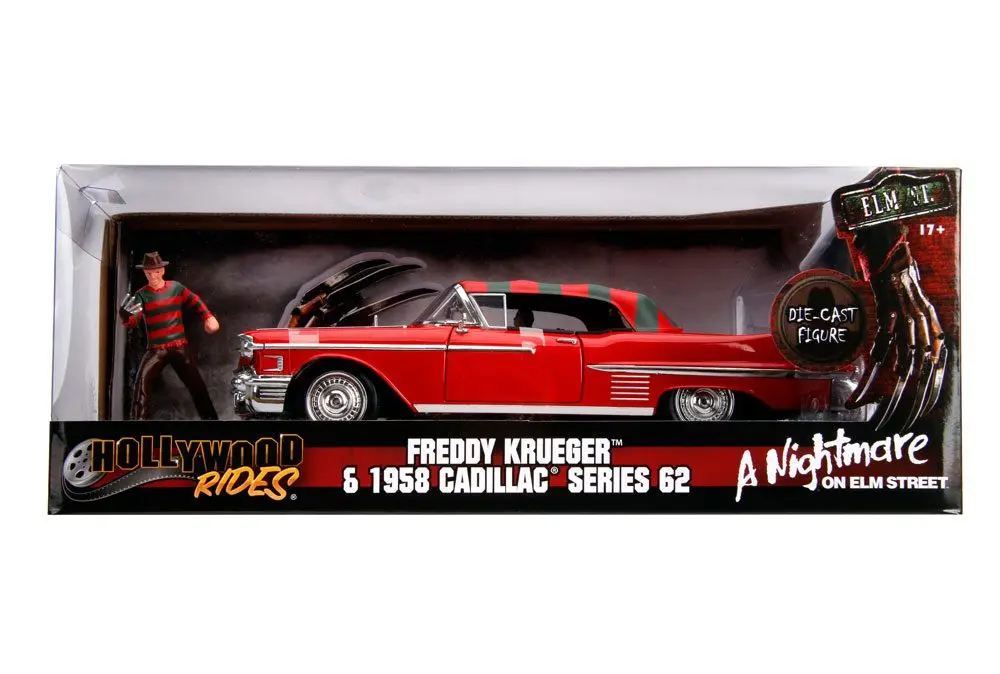 Nightmare on Elm Street Diecast Modell American Horror Rides 1/24 1958 Cadillac mit Figur Produktfoto