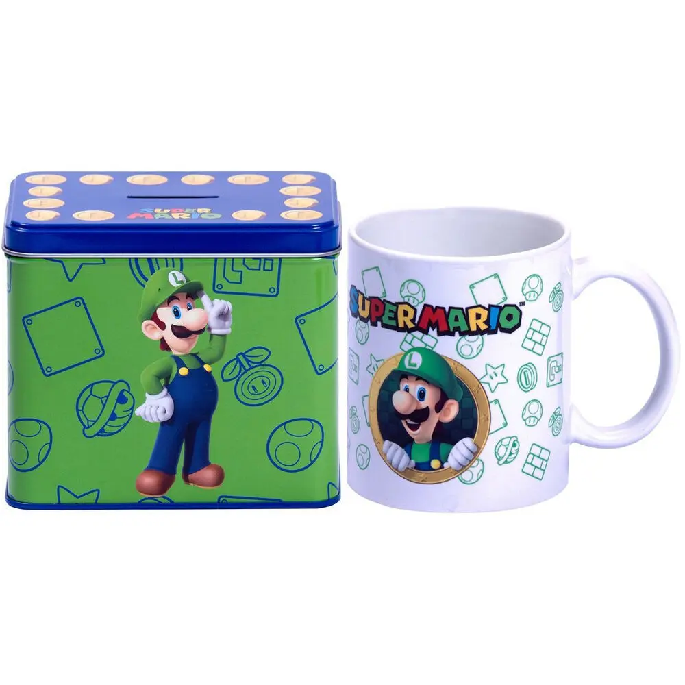 Nintendo Super Mario Bros Luigi Tasse + Spardose set termékfotó