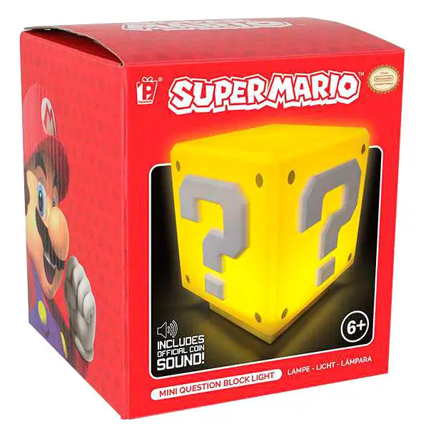 Super Mario Nachttischlampe mit Sound Fragezeichen-Block 8 cm termékfotó