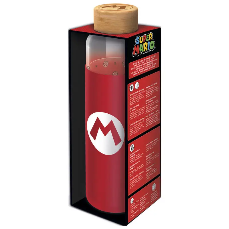 Nintendo Super Mario Bros Glasflasche mit Silikondeckel 585ml termékfotó