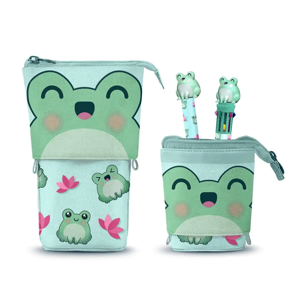 Oh My Pop! Frog Federmäppchen, 10 Farbstifte und Bleistift Produktfoto