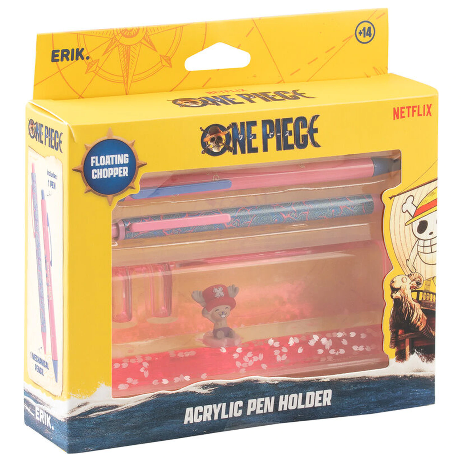 One Piece Chopper Set aus Bleistift, Kugelschreiber und Acryl-Ständer Produktfoto