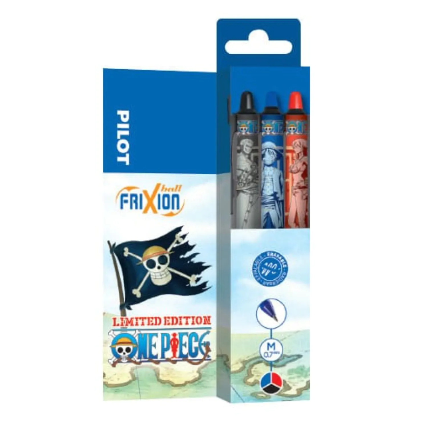 One Piece 3er-Pack Rollerball Stifte FriXion Ball+ Limitierte Edition LE 0.7 Produktfoto