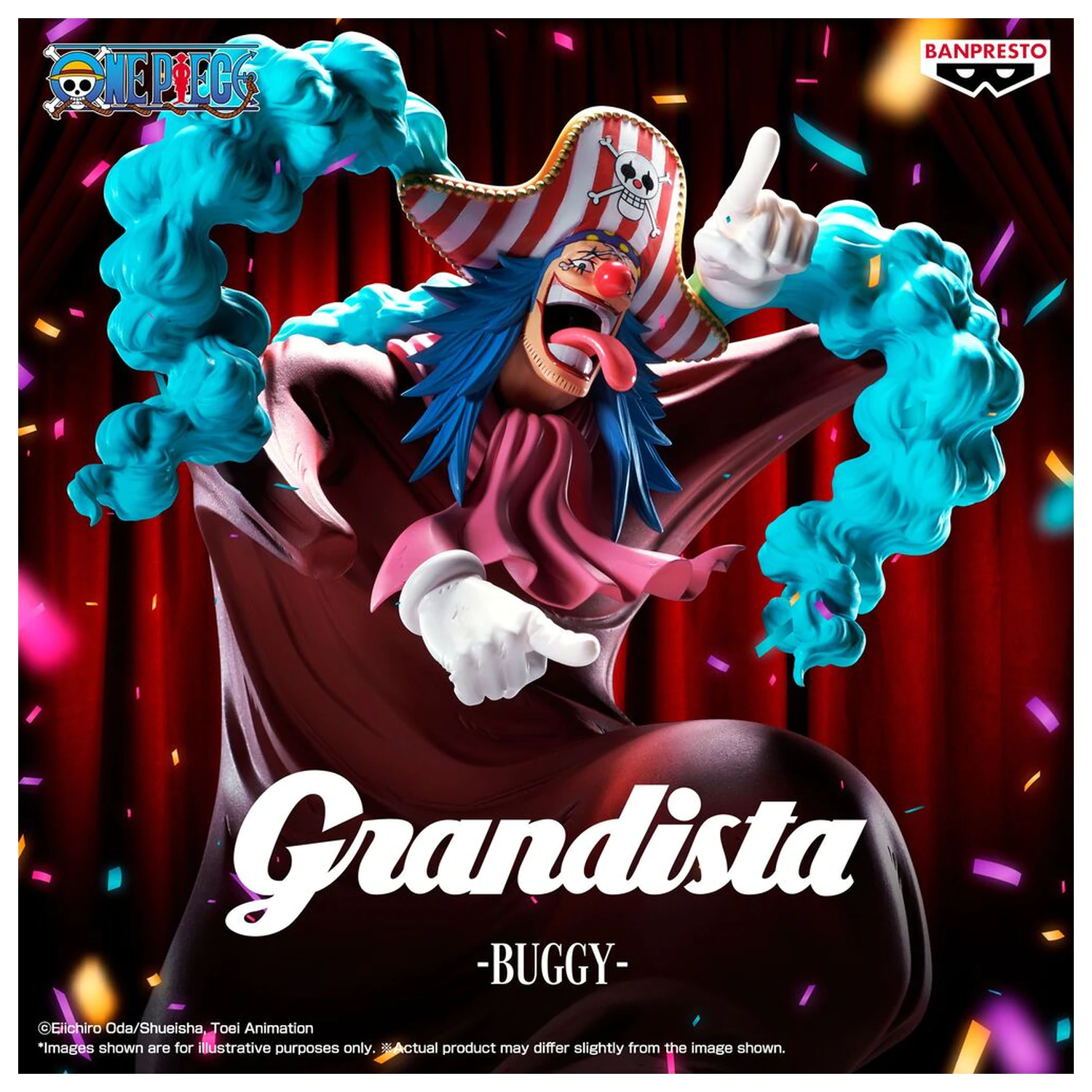 One Piece Grandista Buggy Figur 25 cm Produktfoto