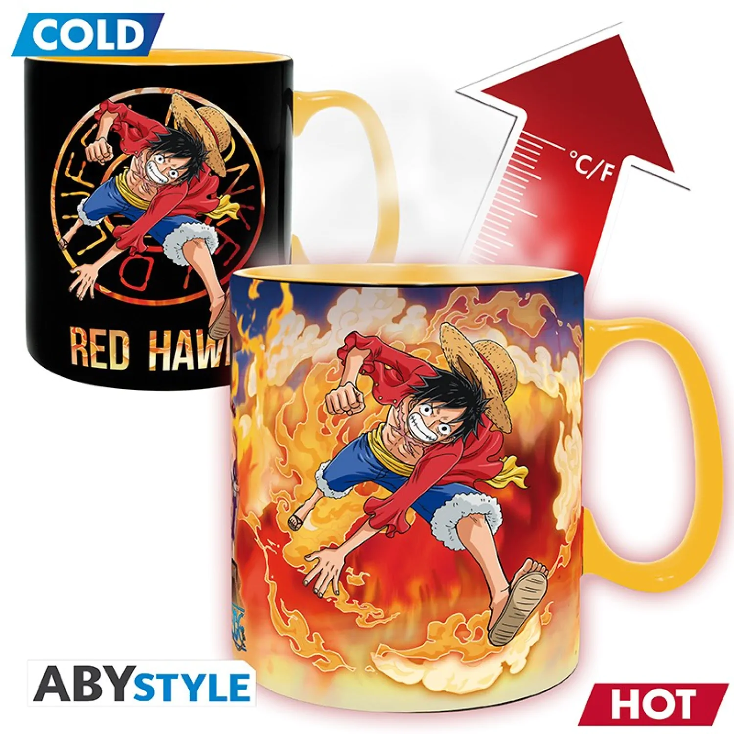 One Piece Luffy & Sabo Becher mit Wärmeeffekt Produktfoto