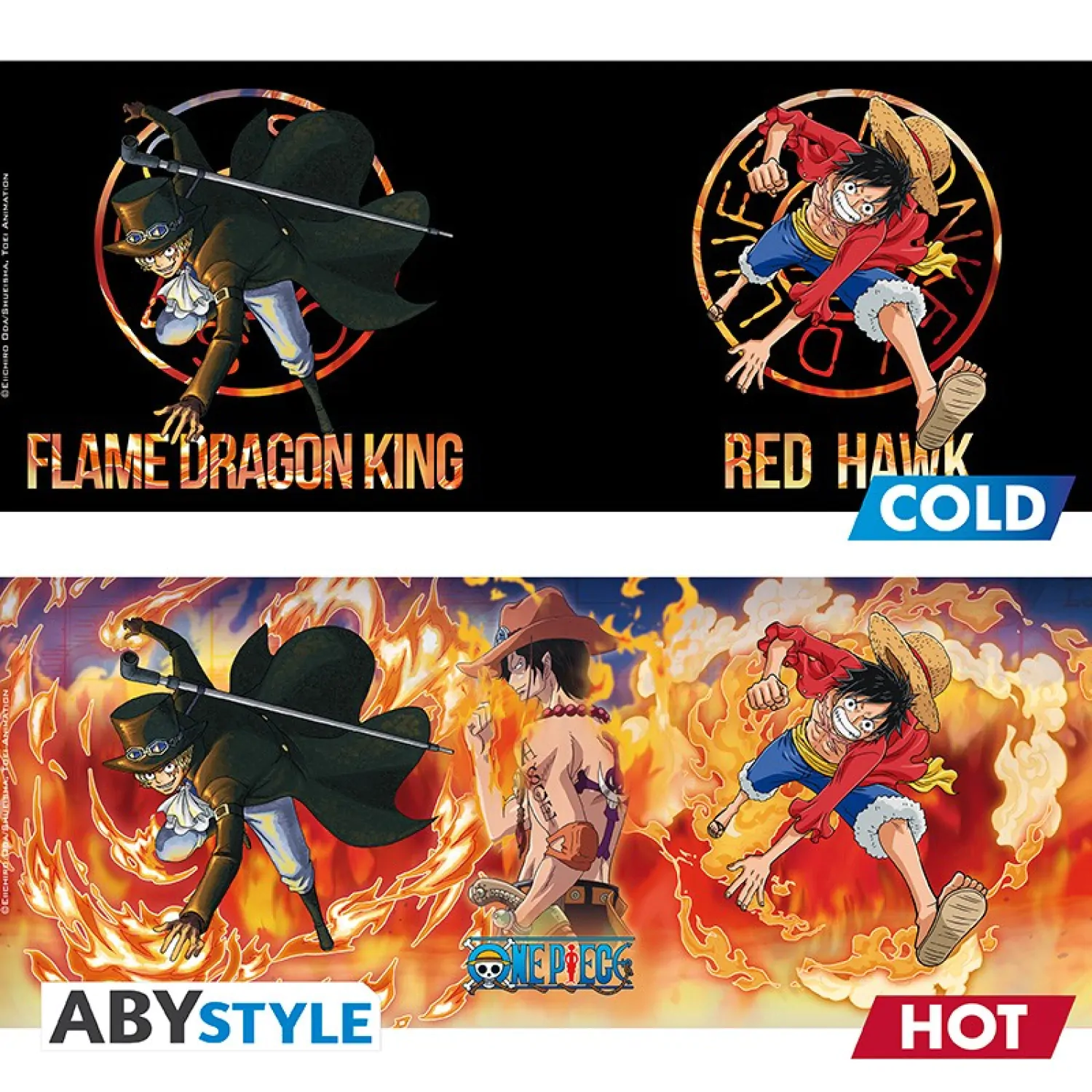 One Piece Luffy & Sabo Becher mit Wärmeeffekt Produktfoto