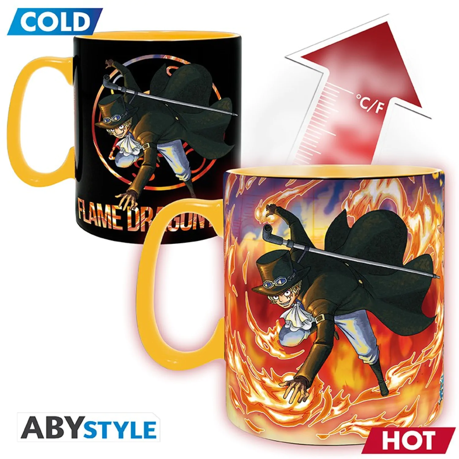 One Piece Luffy & Sabo Becher mit Wärmeeffekt Produktfoto