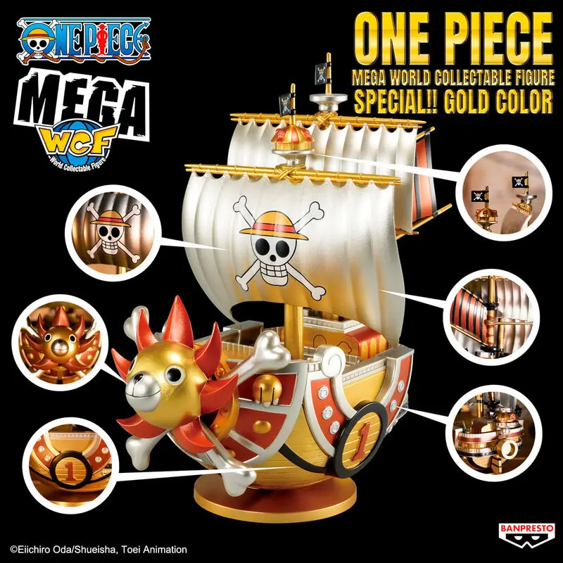One Piece Mega World Collectable Thousand Sunny Gold Color Figur 19cm Produktfoto