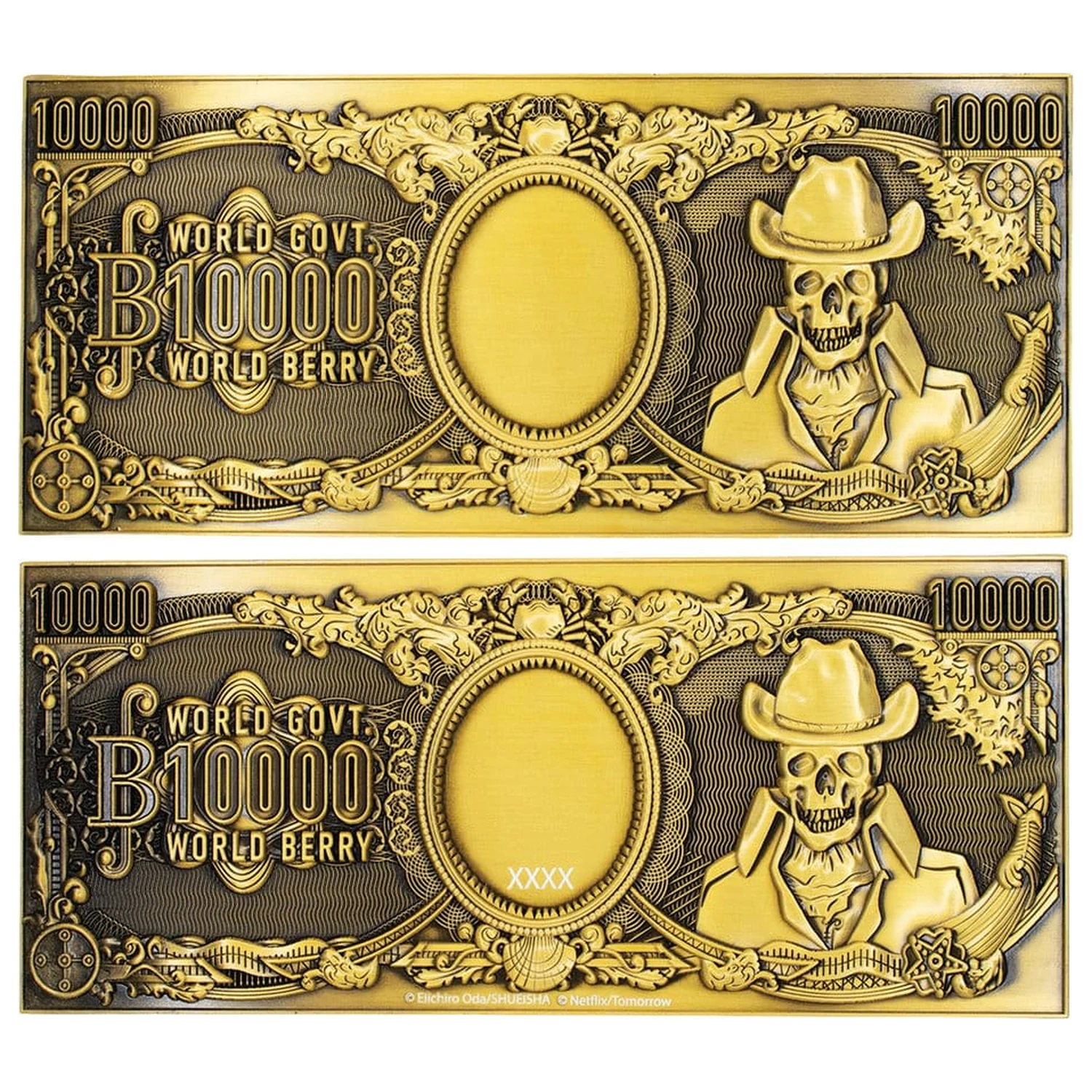 One Piece Replikat 10.000 World Berry Metall Banknote 6 x 15 cm Produktfoto