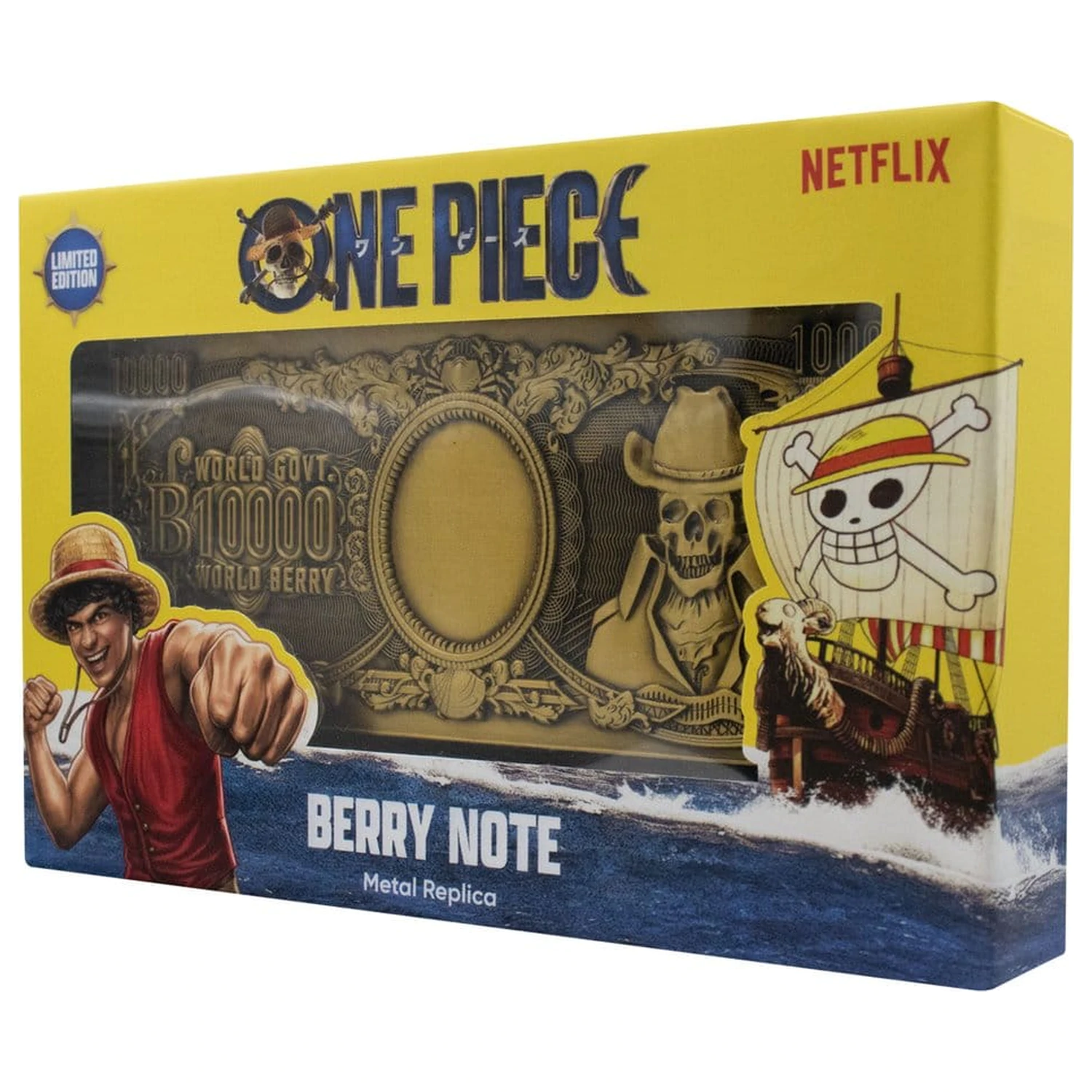 One Piece Replikat 10.000 World Berry Metall Banknote 6 x 15 cm Produktfoto