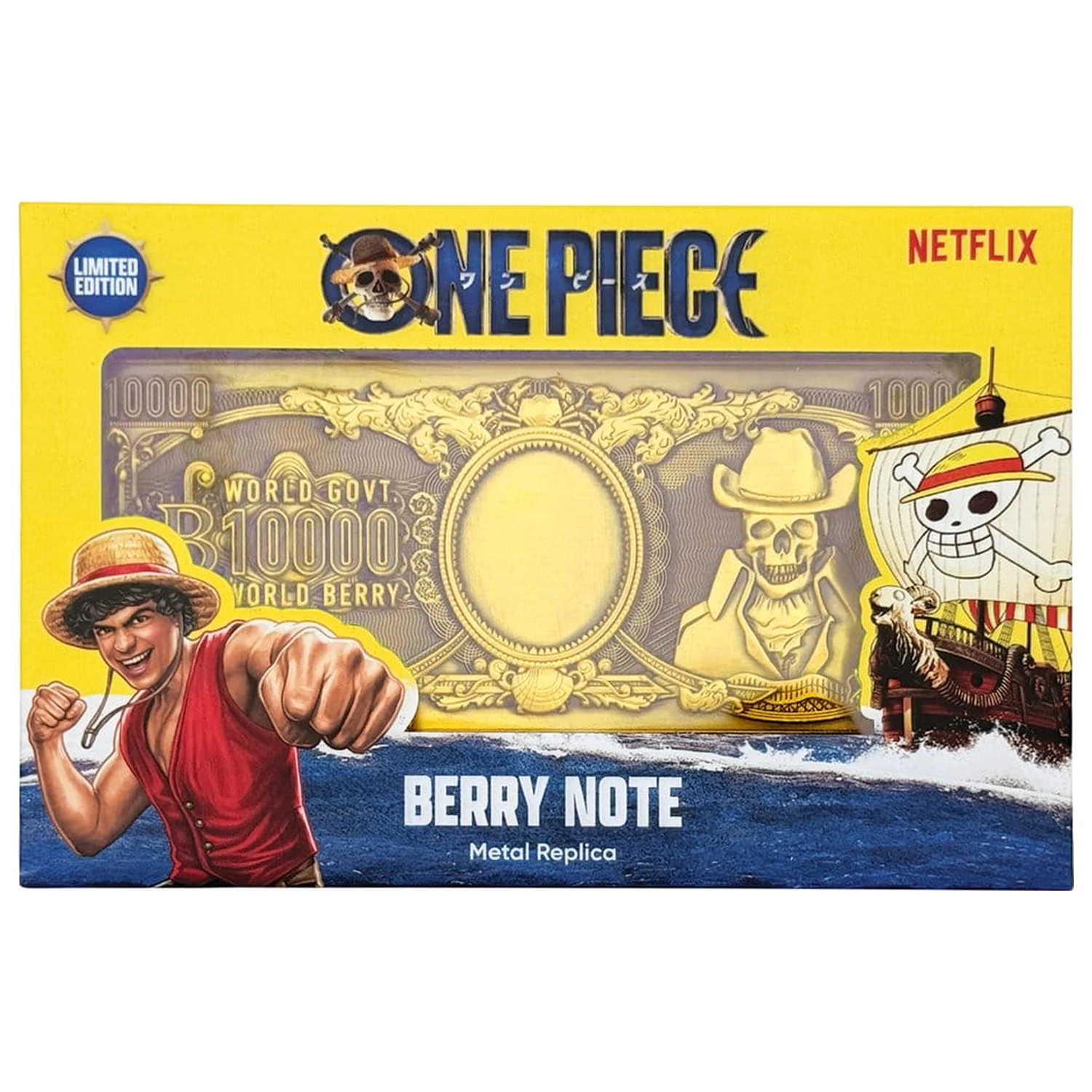 One Piece Replikat 10.000 World Berry Metall Banknote 6 x 15 cm Produktfoto
