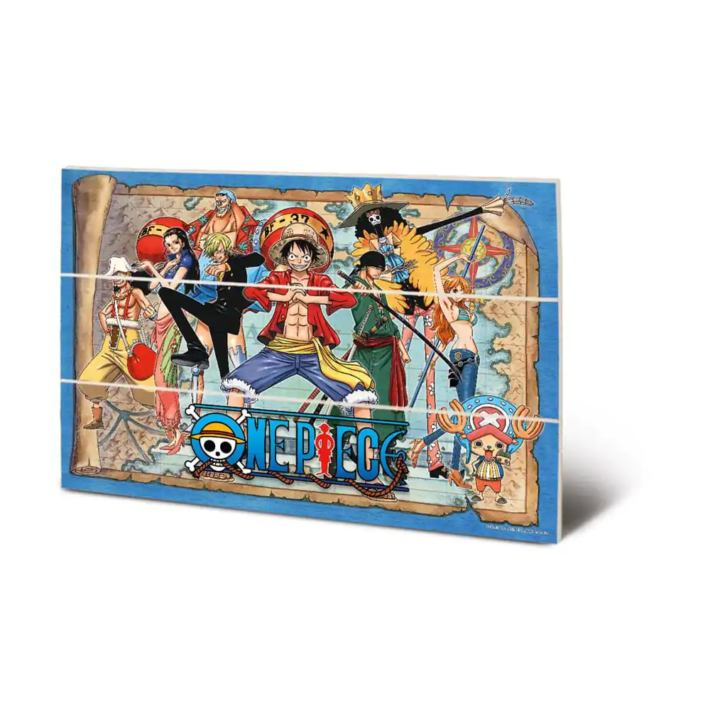 One Piece Holzdruck Straw Hat Pirates Map 20 x 30 cm Produktfoto