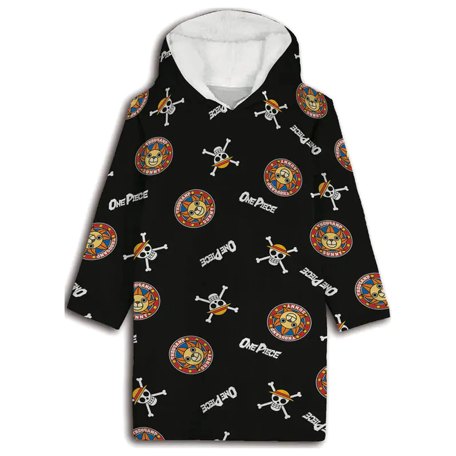 One Piece Thousand Sunny Tragbarer Plüsch-Fleece-Decken-Poncho 7-14 Jahre Produktfoto