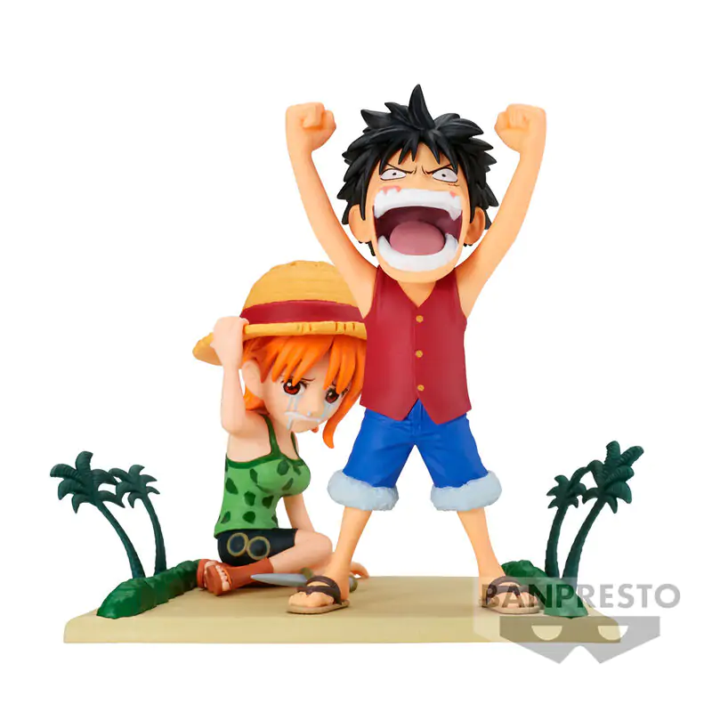 One Piece WCF Log Stories Luffy &amp; Nami Figur 7cm Produktfoto