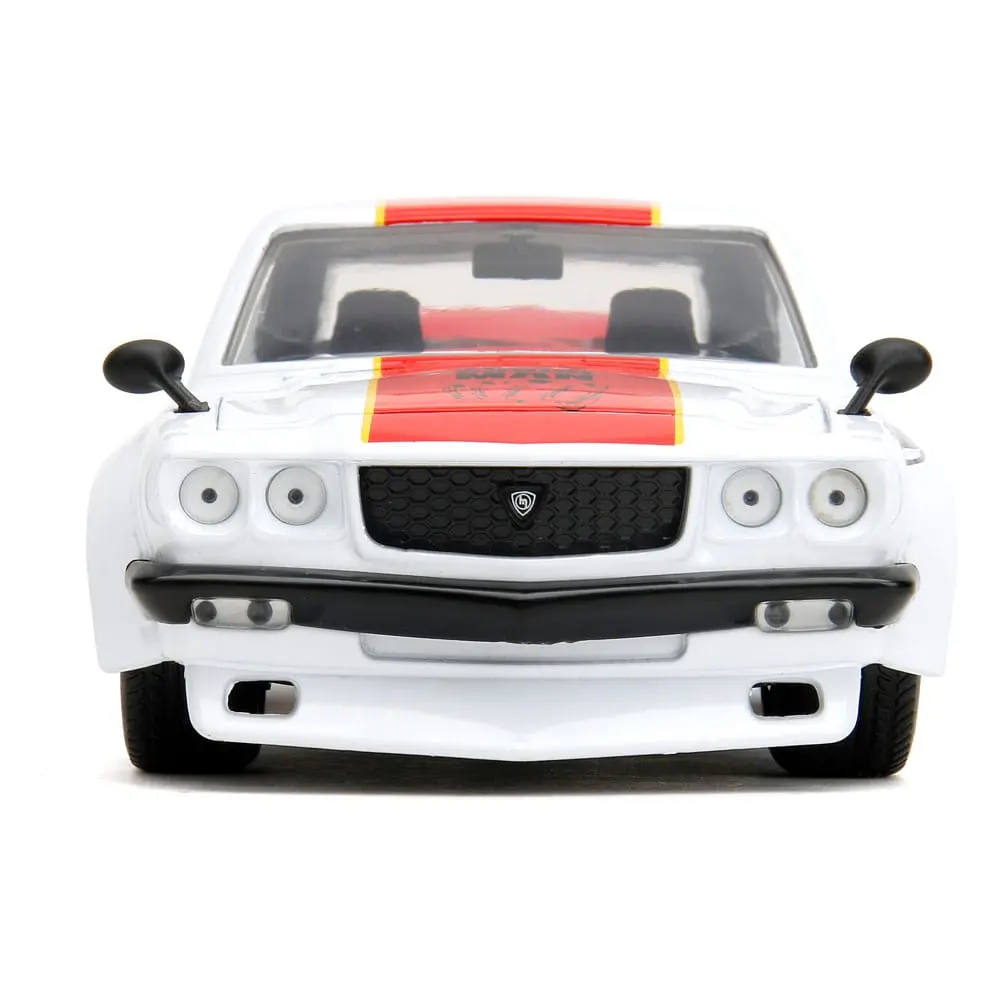 One Punch Man Hollywood Rides Diecast Modell 1/24 1974 Mazda RX-3 mit One Punch Man Figur Produktfoto