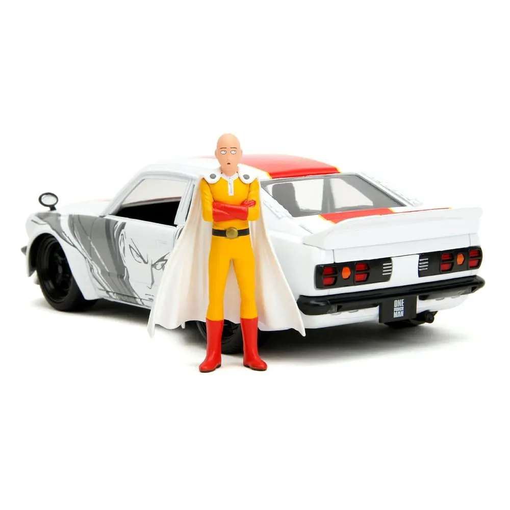 One Punch Man Hollywood Rides Diecast Modell 1/24 1974 Mazda RX-3 mit One Punch Man Figur Produktfoto