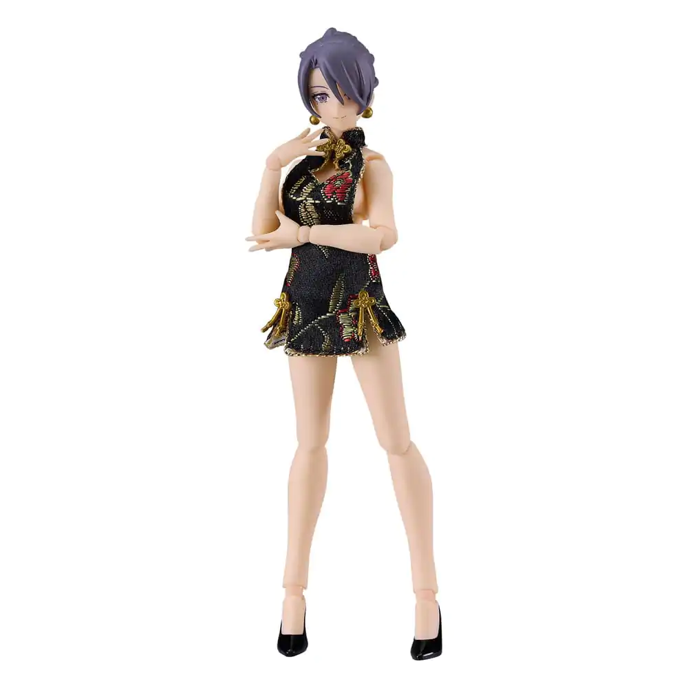 Original Character Figma Actionfigur Female Body (Mika) Mini Skirt Chinese Dress Outfit (Black) 13 cm Produktfoto