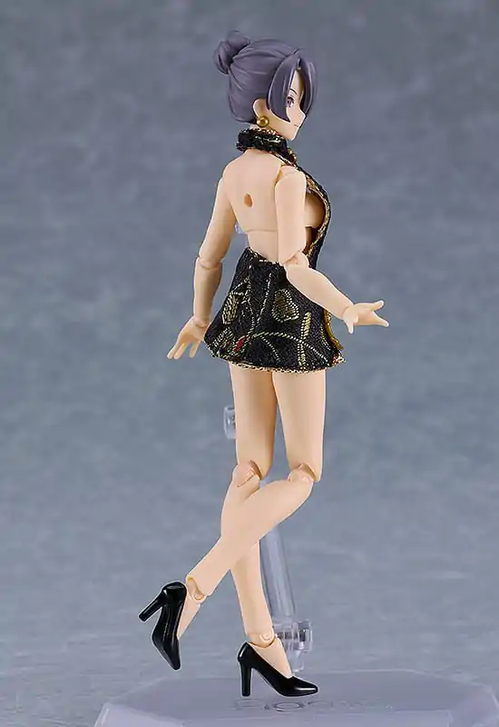 Original Character Figma Actionfigur Female Body (Mika) Mini Skirt Chinese Dress Outfit (Black) 13 cm Produktfoto