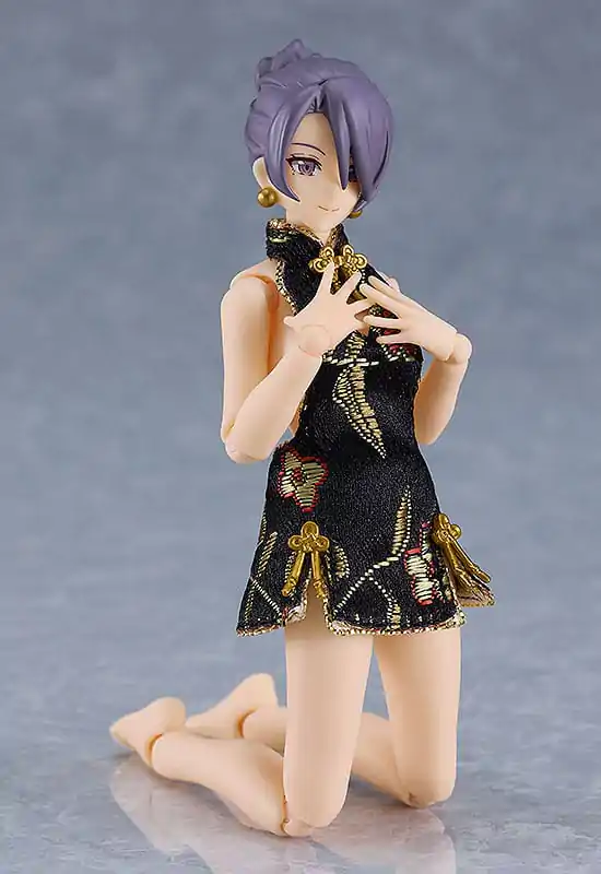 Original Character Figma Actionfigur Female Body (Mika) Mini Skirt Chinese Dress Outfit (Black) 13 cm Produktfoto