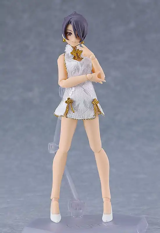 Original Character Figma Actionfigur Female Body (Mika) Mini Skirt Chinese Dress Outfit (White) 13 cm Produktfoto