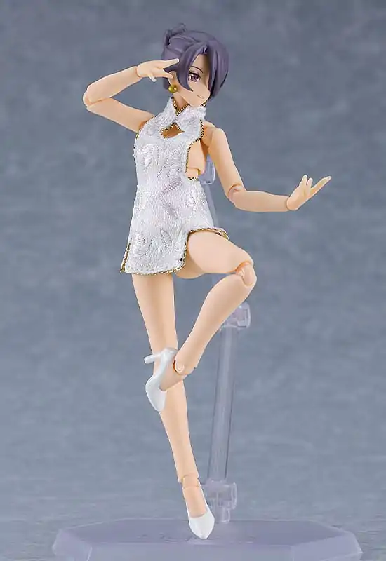 Original Character Figma Actionfigur Female Body (Mika) Mini Skirt Chinese Dress Outfit (White) 13 cm Produktfoto