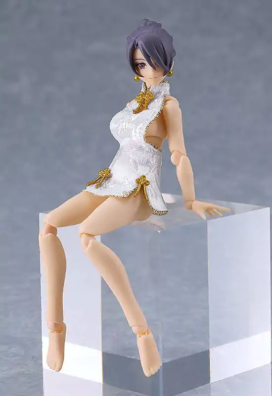 Original Character Figma Actionfigur Female Body (Mika) Mini Skirt Chinese Dress Outfit (White) 13 cm Produktfoto