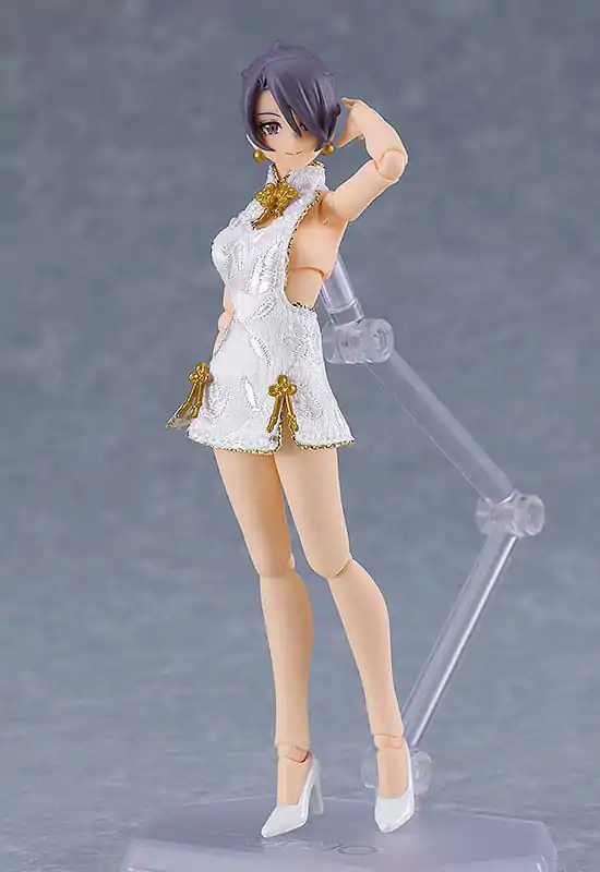 Original Character Figma Actionfigur Female Body (Mika) Mini Skirt Chinese Dress Outfit (White) 13 cm Produktfoto