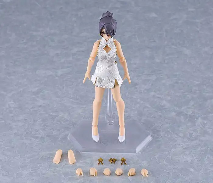 Original Character Figma Actionfigur Female Body (Mika) Mini Skirt Chinese Dress Outfit (White) 13 cm Produktfoto