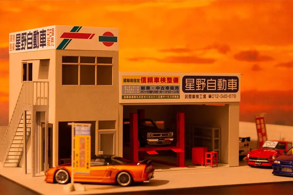 Original Illustration Paper Model Kit 1/64 Auto garage - Great Cars Specialtyshop 10 cm Produktfoto