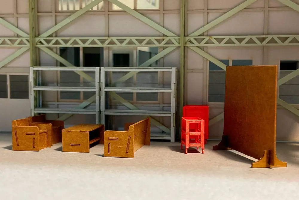 Original Illustration Paper Model Kit 1/80 Factoryinterior Set (re-run) 3 cm Produktfoto