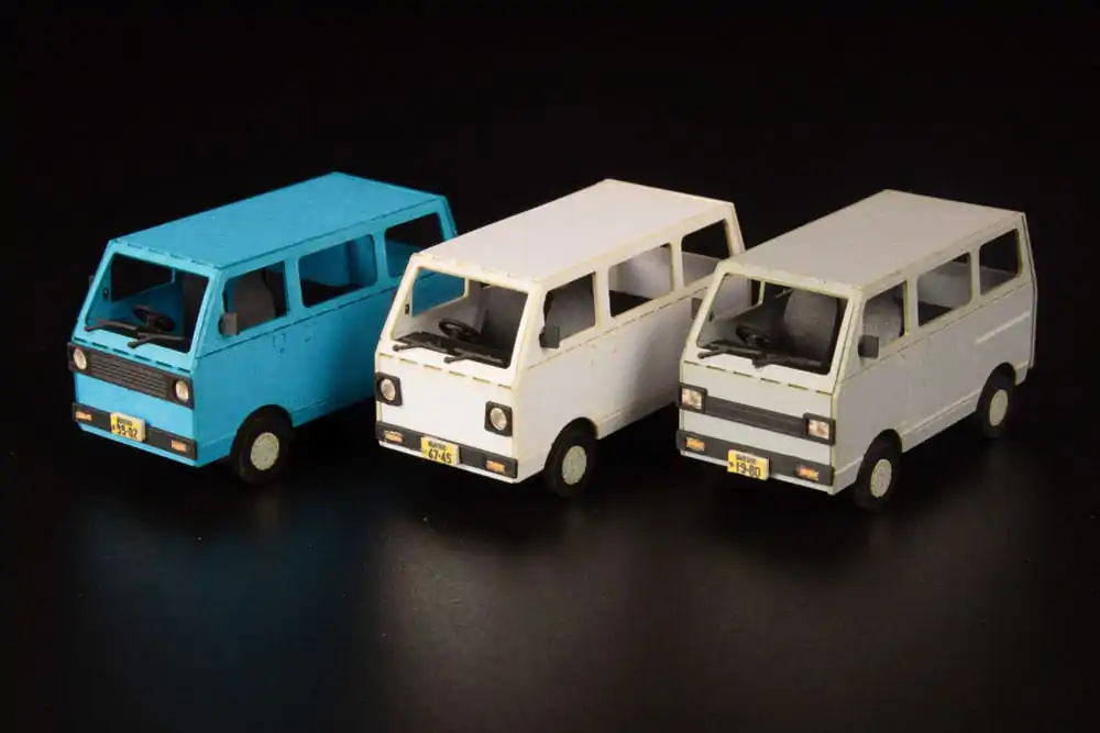 Original Illustration Paper Model Kit 1/80 Town Corner Accessory Series Kei Van (white/blue/silver) 2 cm Produktfoto