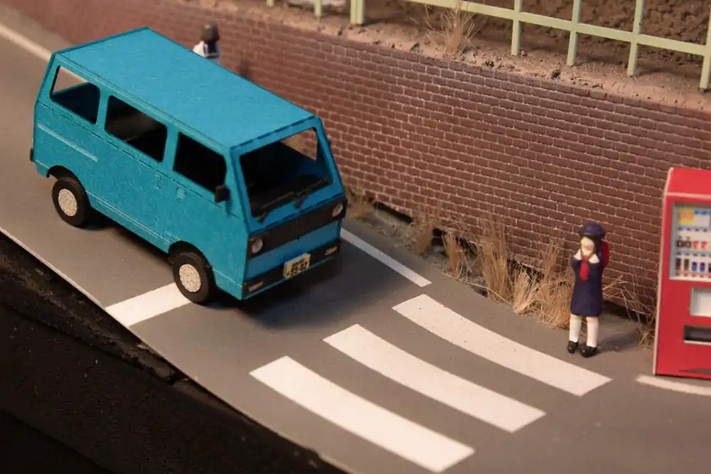 Original Illustration Paper Model Kit 1/80 Town Corner Accessory Series Kei Van (white/blue/silver) 2 cm Produktfoto
