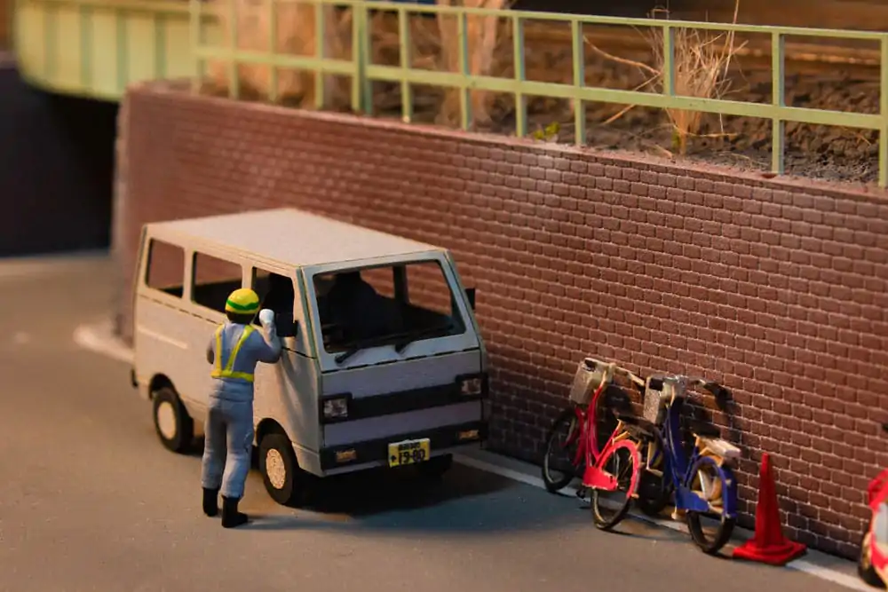Original Illustration Paper Model Kit 1/80 Town Corner Accessory Series Kei Van (white/blue/silver) 2 cm Produktfoto