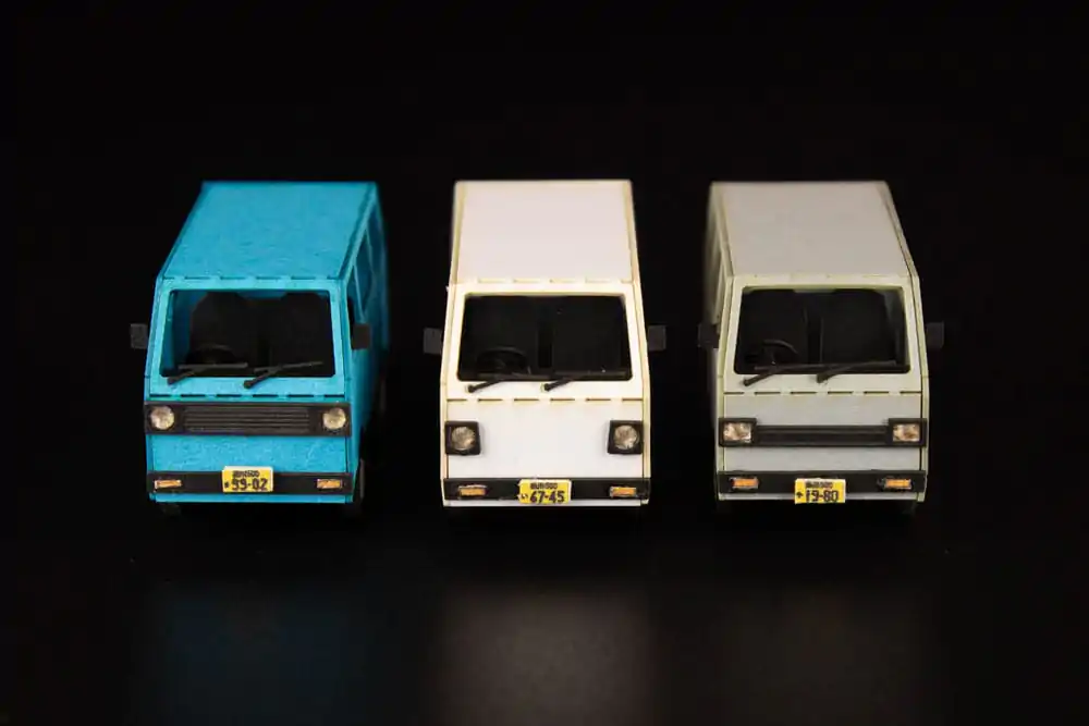 Original Illustration Paper Model Kit 1/80 Town Corner Accessory Series Kei Van (white/blue/silver) 2 cm Produktfoto