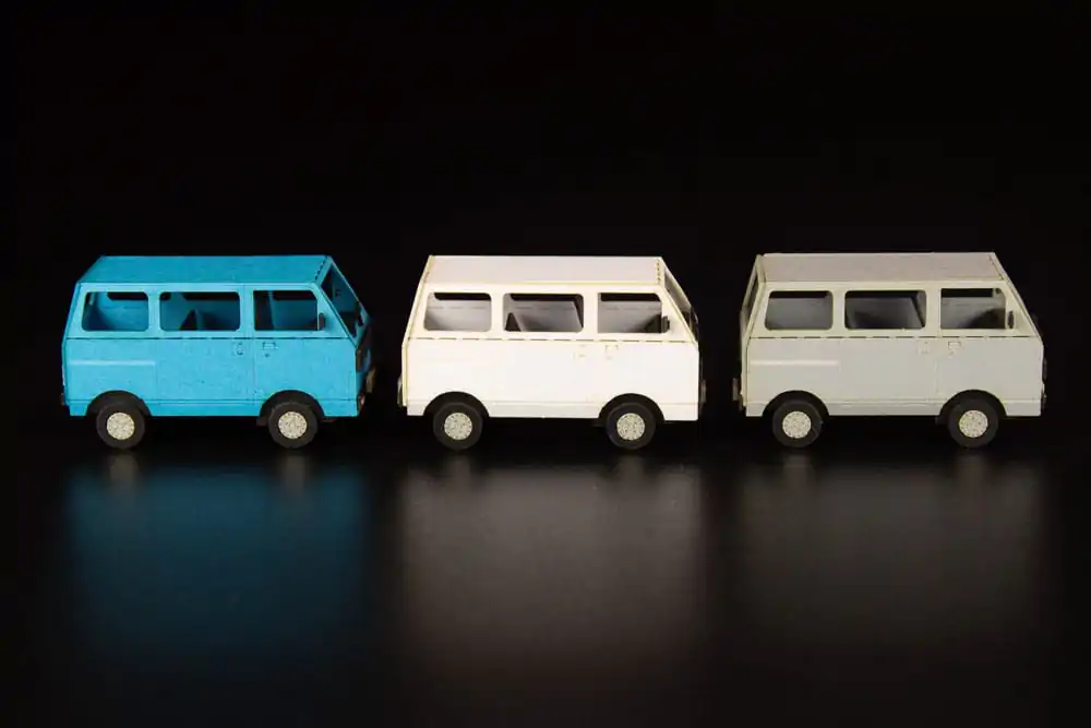 Original Illustration Paper Model Kit 1/80 Town Corner Accessory Series Kei Van (white/blue/silver) 2 cm Produktfoto