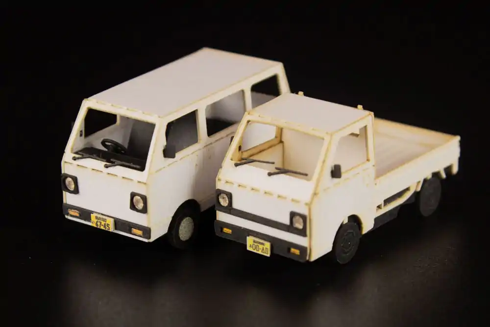 Original Illustration Paper Model Kit 1/80 Town Corner Accessory Series Kei Van (white/blue/silver) 2 cm Produktfoto