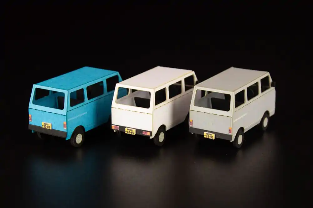 Original Illustration Paper Model Kit 1/80 Town Corner Accessory Series Kei Van (white/blue/silver) 2 cm Produktfoto