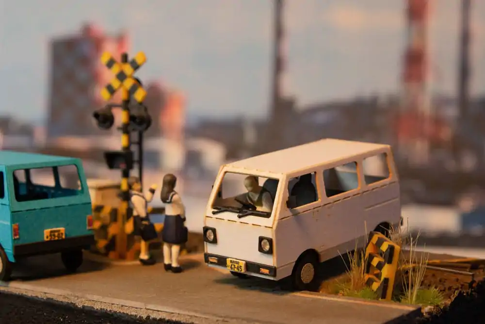 Original Illustration Paper Model Kit 1/80 Town Corner Accessory Series Kei Van (white/blue/silver) 2 cm Produktfoto