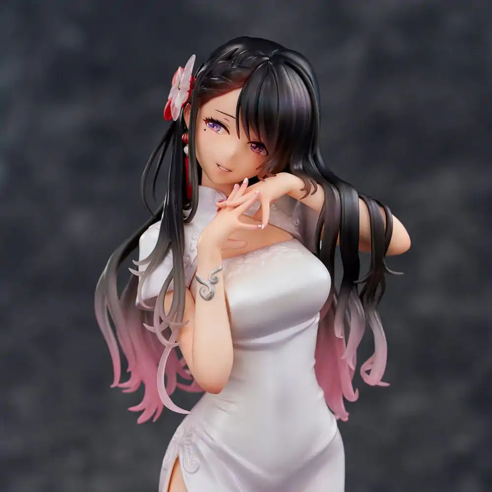 Original Illustration PVC Statue Mai Okuma illustration Healing-type white chinese dress lady 26 cm Produktfoto