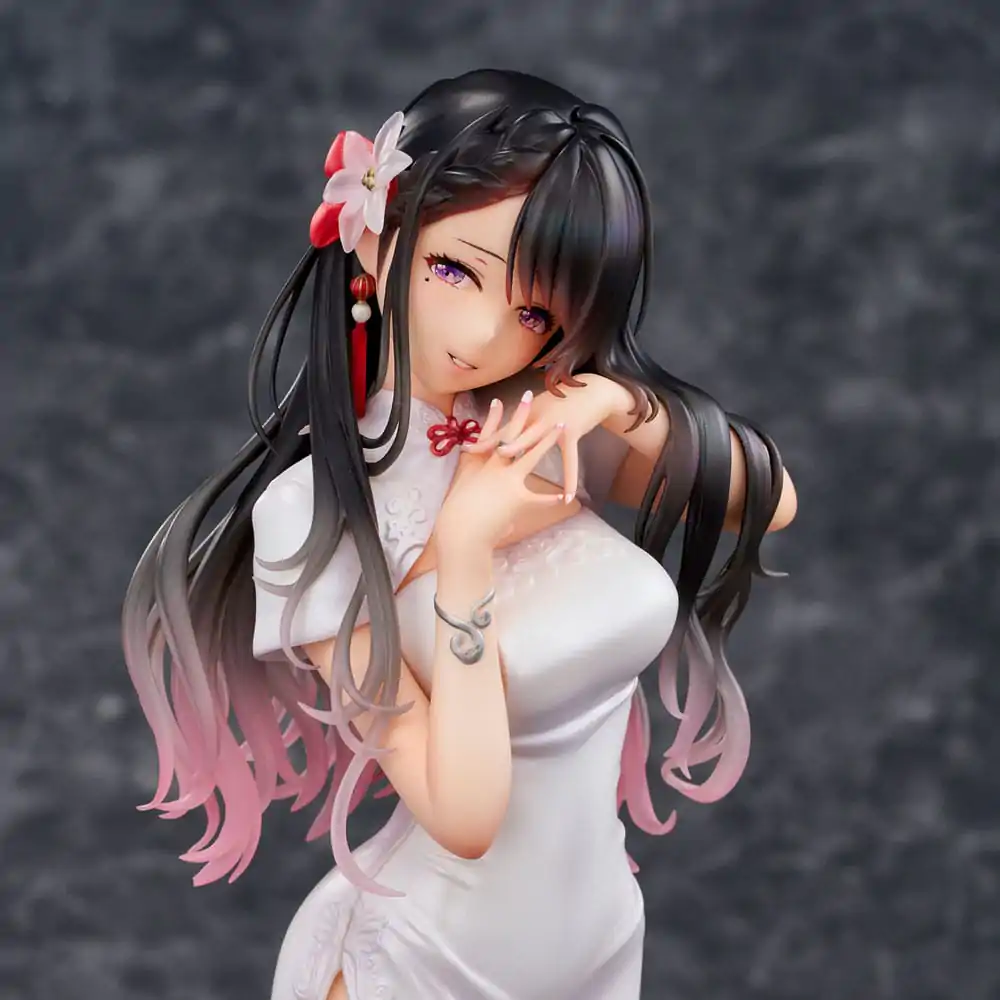 Original Illustration PVC Statue Mai Okuma illustration Healing-type white chinese dress lady 26 cm Produktfoto