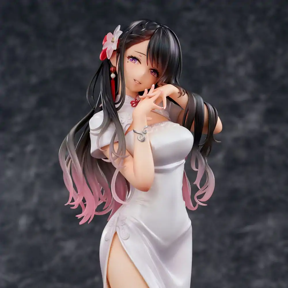 Original Illustration PVC Statue Mai Okuma illustration Healing-type white chinese dress lady 26 cm Produktfoto
