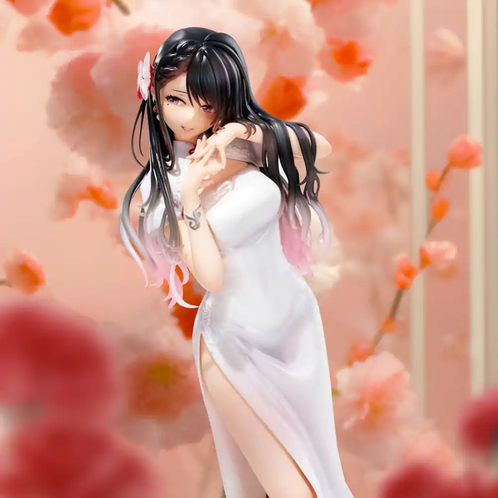 Original Illustration PVC Statue Mai Okuma illustration Healing-type white chinese dress lady 26 cm Produktfoto