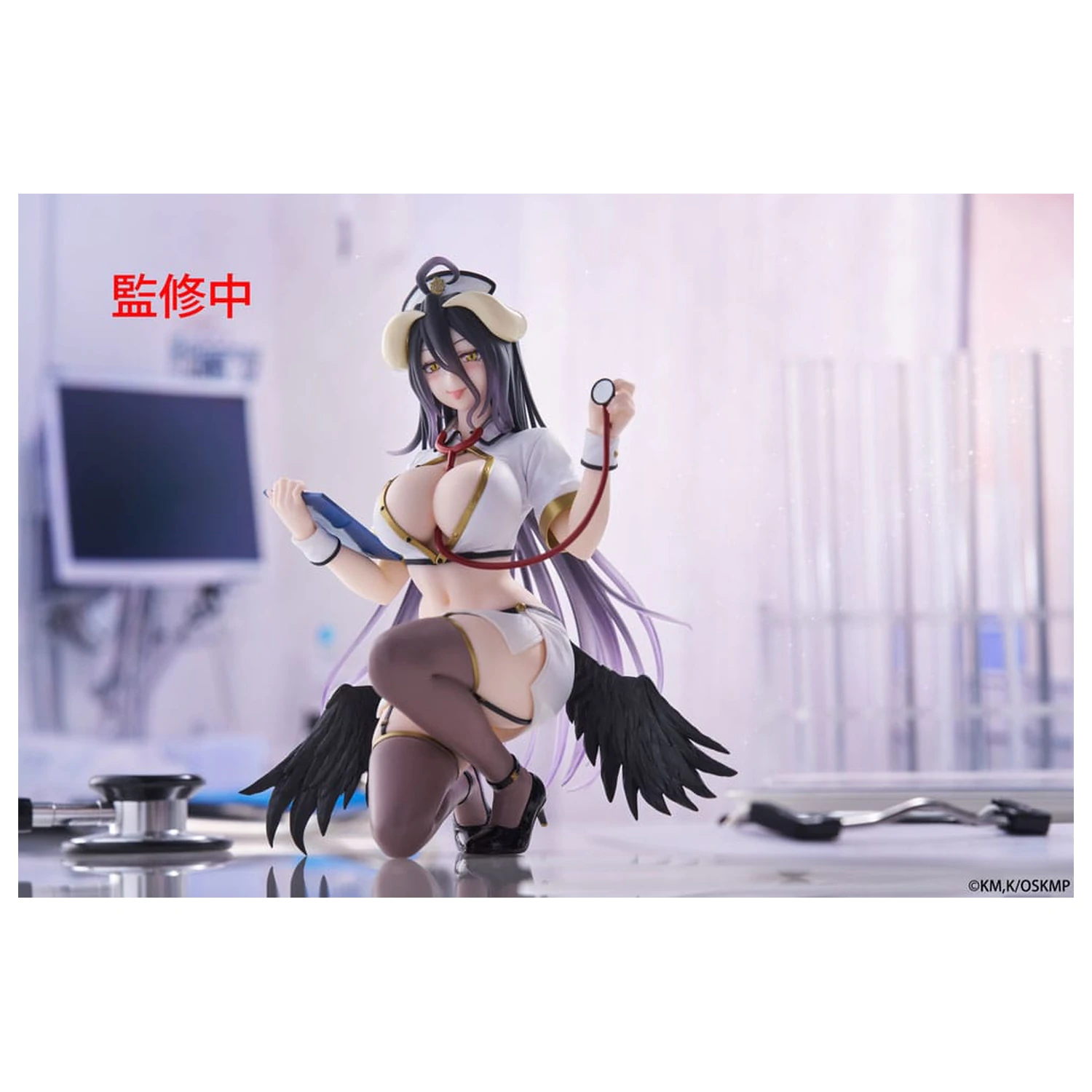 Overlord PVC Statue Schreibtisch süße Figur Albedo Nurse Ver. Renewal 13 cm Produktfoto