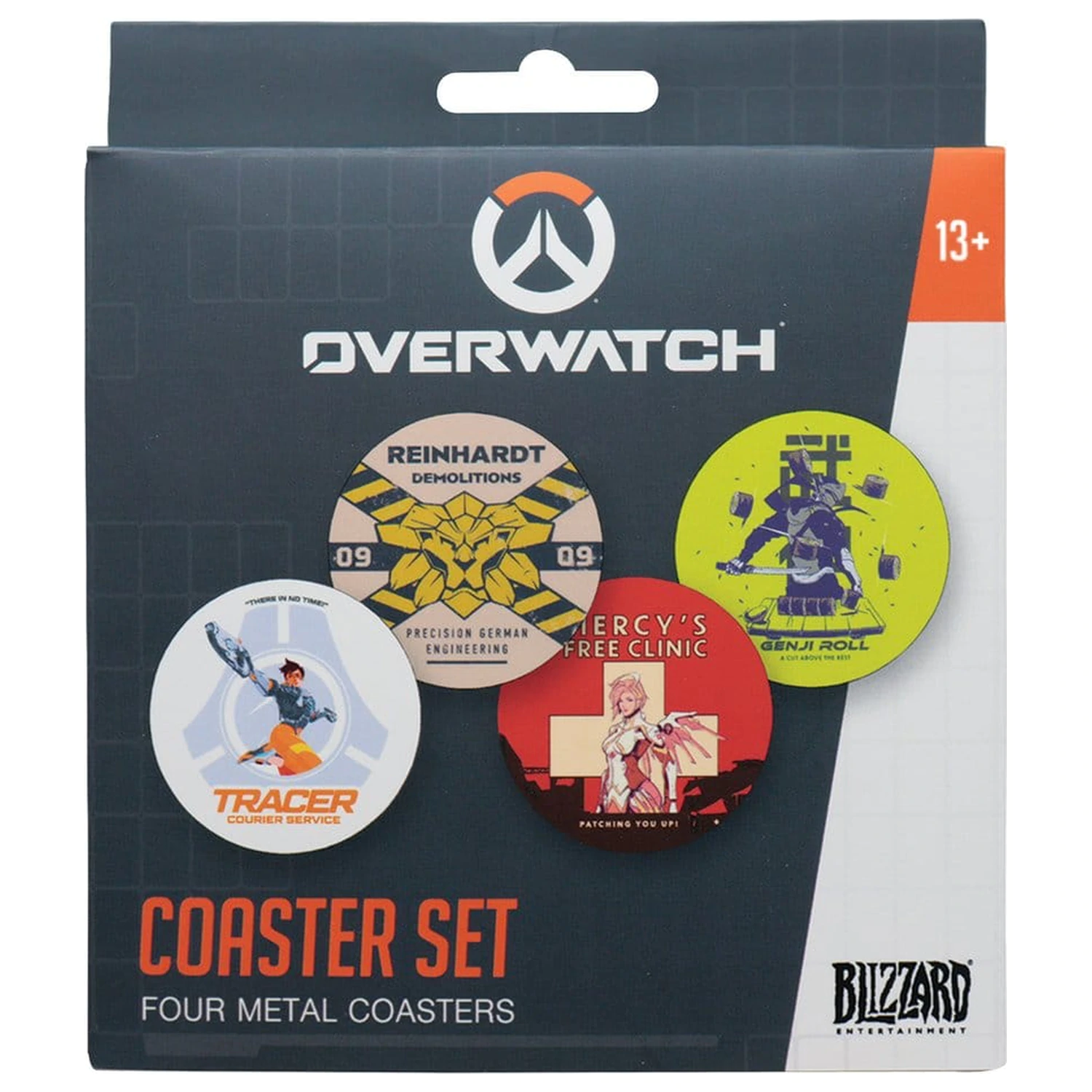 Overwatch Untersetzer 4er-Pack bedrucktes Metall Produktfoto